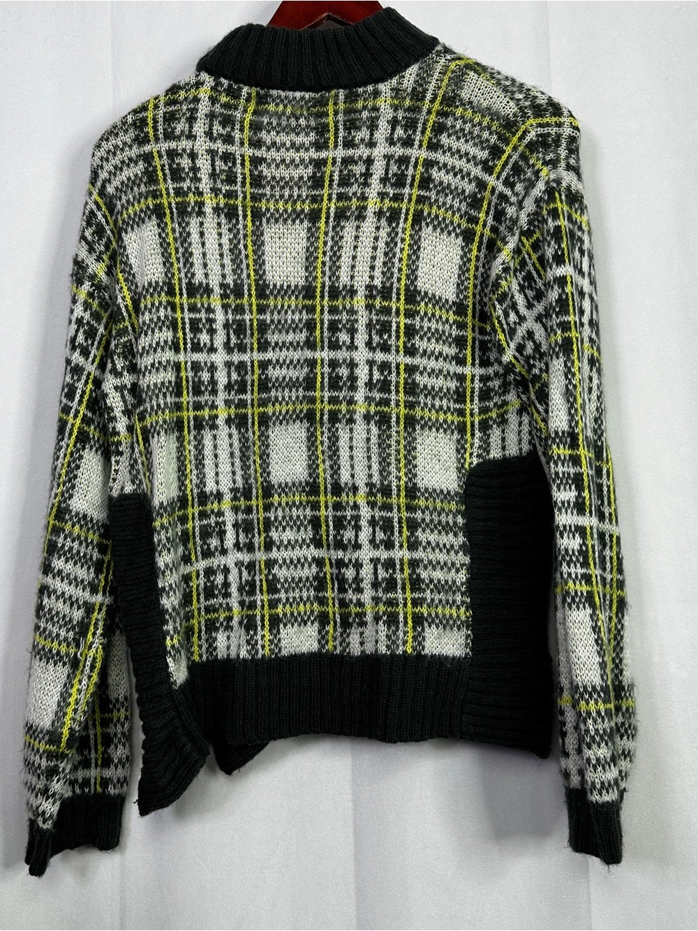 Nine West Plaid Sweater Womens Cropped Long Sleeve Preppy Yellow Medium Striped - Picture 9 of 10